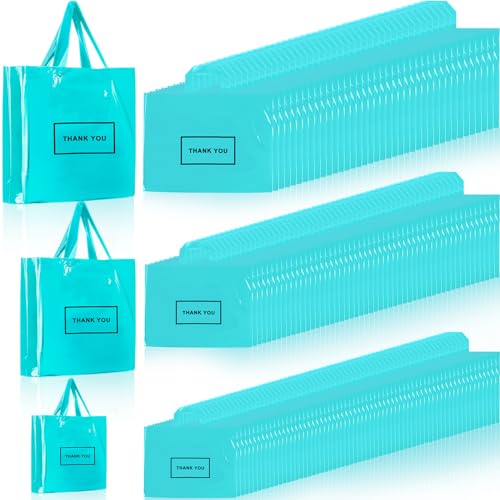 Teling 200 Pcs Thank You Bags with Handle for Business, Blue - color: Blue
