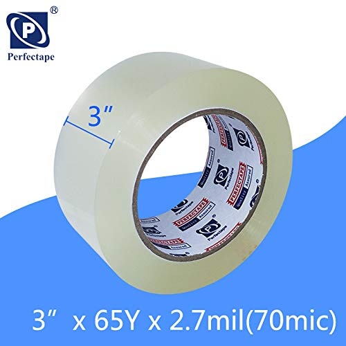 PERFECTAPE 3" Heavy Duty Packing Tape 6 Rolls, Total 390Y, Clear, 2.7 mil, 3 inch x 65 Yards, Ultra Strong, Refill for Packaging and Shipping(3" Width, not 2" Width) - size: 6-Pack