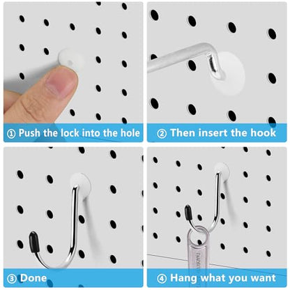 Pegboard Hook Locks, Peg Board Plugs, for Stopping Hooks from Falling Off, 60PCS, Translucent - color: Translucent