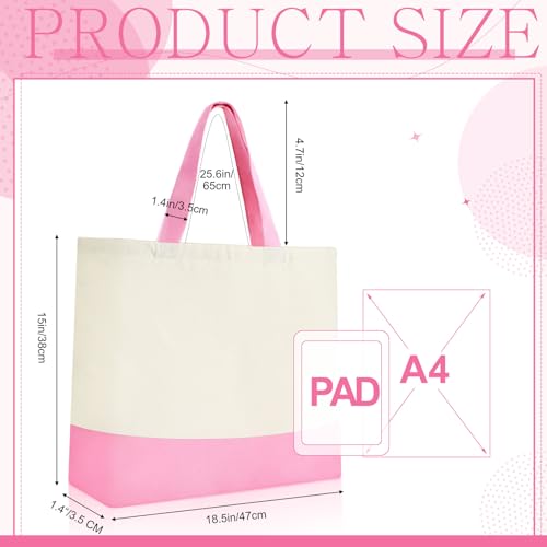 Epakh Canvas Tote Bags Bulk 18.5 x 15 In - color: Pink Color