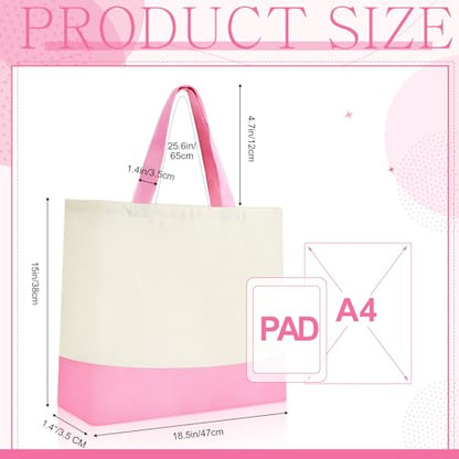 Epakh Canvas Tote Bags Bulk 18.5 x 15 In - color: Pink Color