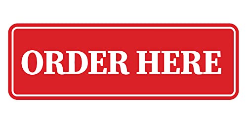 Signs ByLITA Standard Order Here Sign (Red) - Small - color: Red / White, size: Small (2" x 6")