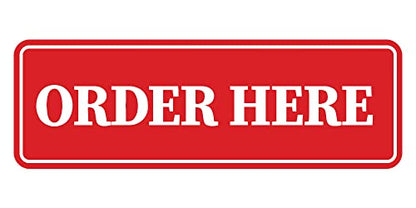 Signs ByLITA Standard Order Here Sign (Red) - Medium - color: Red / White, size: Medium (2.75" x 7")