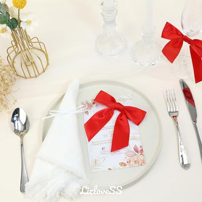 Pre-Tied Red Satin Ribbon Twist Tie Bows 5 Inch, 36 Pack - color: Red