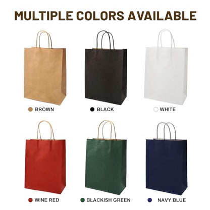 LIHOMR Gift Bags 5.9"x3.15"x8.25" 100pcs Brown Kraft Paper Bag with Handles - color: Brown, size: 8.25 x5.9x3.15 Inch (Pack of 100)