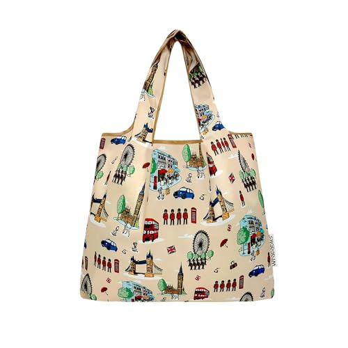 allydrew Medium Foldable Tote Nylon Reusable Grocery Bag (Set of 2) - color: Britain