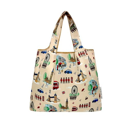 allydrew Medium Foldable Tote Nylon Reusable Grocery Bag (Set of 2) - color: Britain