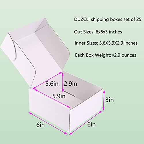 6x6x3 White Shipping Boxes for Small Business, Packing, 25 Pack - color: White, size: 6x6x3 inch