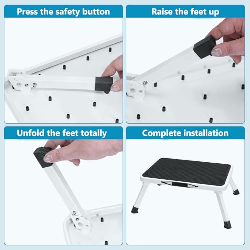 Simple Deluxe Step Stools Foldable, Heavy Duty Foot Stool with Non-Slip Paltform & Feet, Folding Step Ladder for Adults or Kids in Kitchen, Home, 330 Lbs Capacity