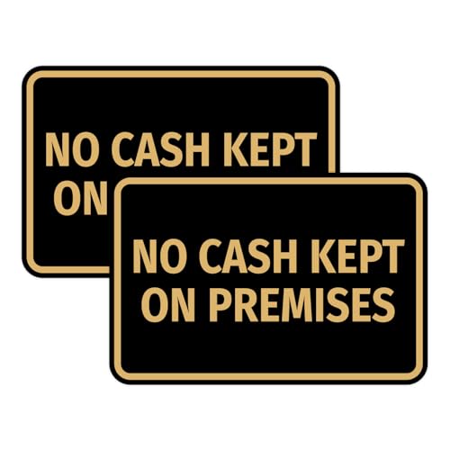 Signs ByLITA Classic Framed No Cash Kept on Premises Sign (Black/Gold) - Small (2 Pack) - color: Black Gold, size: Small (4" x 6") 2 Pack