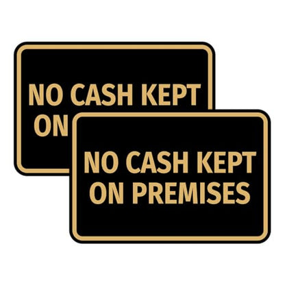 Signs ByLITA Classic Framed No Cash Kept on Premises Sign (Black/Gold) - Small (2 Pack) - color: Black Gold, size: Small (4" x 6") 2 Pack