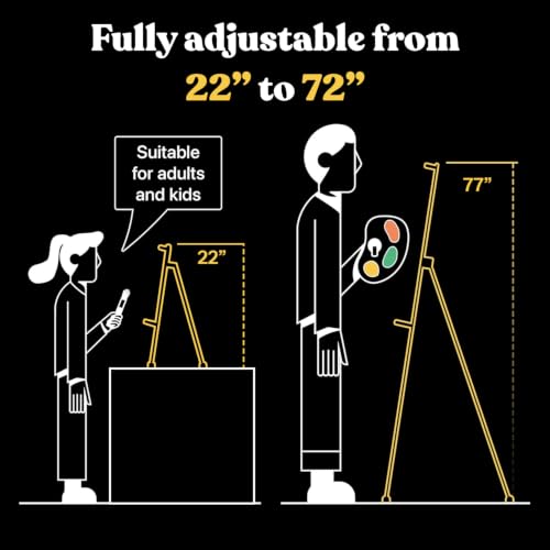 Portable Artist Easel Stand for Painting - Adjustable Height Painting Easel with Bag - Tabletop Art Easel for Painting Canvas Stand, Poster Stand & Wedding Signs Stand - Metal Tripod - 17x66 inches - style: 72"-2 pack