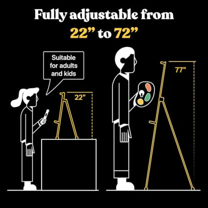 Portable Artist Easel Stand for Painting - Adjustable Height Painting Easel with Bag - Tabletop Art Easel for Painting Canvas Stand, Poster Stand & Wedding Signs Stand - Metal Tripod - 17x66 inches - style: 72"-2 pack