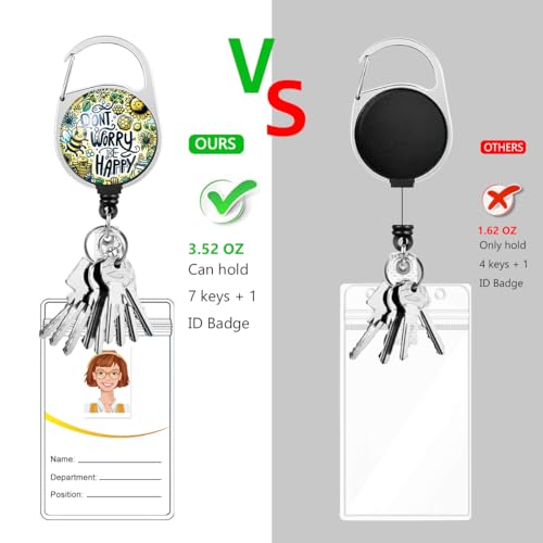 Cute Bee ID Badge Holder with Lanyard and Retractable Badge Reel - color: Bee Happy