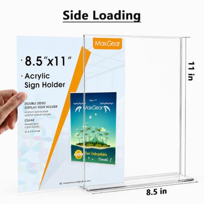 MaxGear 12 Pack Acrylic Sign Holder 8.5x11, Double-Sided Display, Vertical - size: 8.5"x11" - 12 Pack