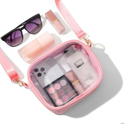 TOBVZOO Clear Bag Stadium Approved, Crossbody Transparent Bag for Concerts Sports Events, Purses for Men & Women - color: Pink