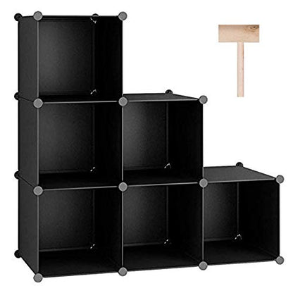 C&AHOME 6-Cube Storage Organizer Cube Shelf Closet Storage Bookcase, Black - color: Black