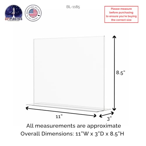 Marketing Holders 6 Pack Acrylic Sign Holder for 11" x 8.5" Literature Double Sided Up Right Frame Clear Bottom Loading Tabletop Horizontal Display for Libraries Schools and Retail Stores - size: 11"W x 8.5"H Bottom Load