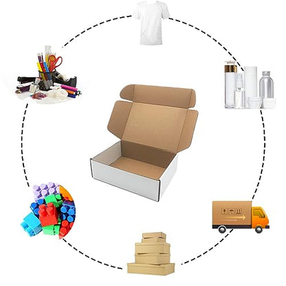 10x7x3 inch Shipping Boxes Set of 25, White Corrugated Cardboard Mailer Box - size: 10 x7 x 3 Inches