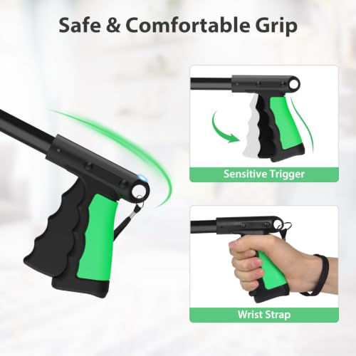 36" Foldable Grabber Reacher Pickup Tool for Seniors, Green - size: 36 Inch