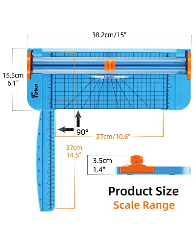 Firbon A4 Paper Cutter, 12 Inch Paper Trimmer with Extened Ruler, Blue - color: Blue