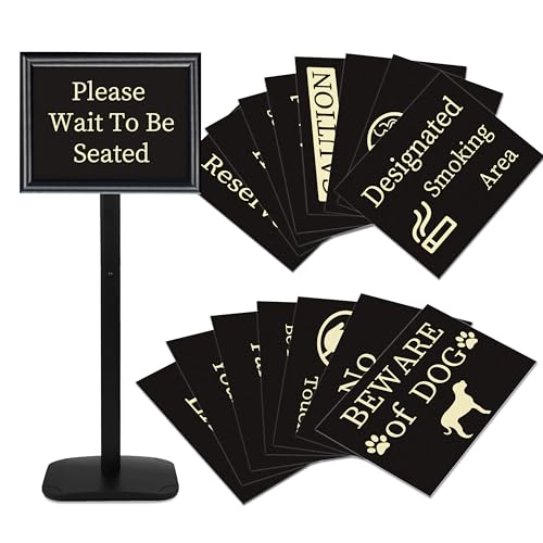 Please Wait To Be Seated Sign, 11 x 17 Inch Heavy Duty Sign Holder Stand - size: 11x17in