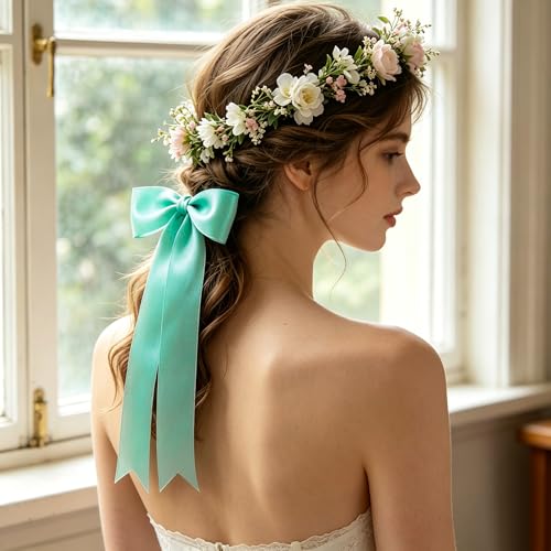1In 30Yards Mint Blue Satin Ribbon for Gift Wrapping Easter Baby Shower - color: Mint Blue, size: 1 inch