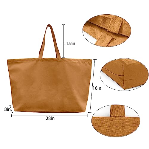 Large Canvas Tote Bag Reusable Extra Big Grocery Bags - color: Brown