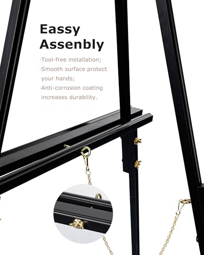 DJAR 3 Pcs 63" Adjustable Wooden Display Easel Stand for Sign - color: Black, size: 3pcs