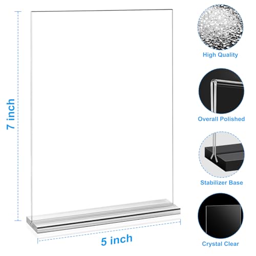 EHWINE 16 Pack Acrylic Sign Holders 5x7 Double-Sided Tabletop Display Stands for Menus Flyers & Signs, Clear Acrylic Picture Frame for Office Business Store & Events - size: Vertical 16 Pack 5x7 Inch