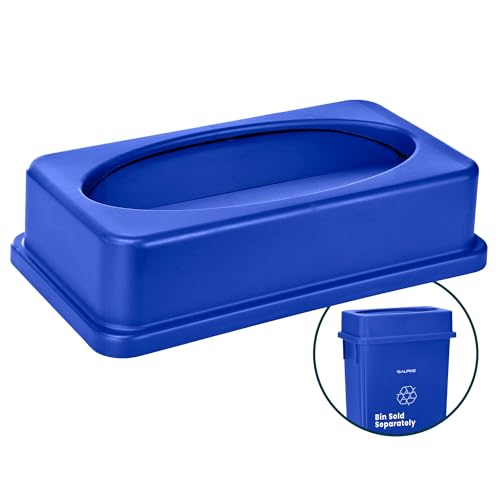 Alpine Industries Slim Trash Can Lid - Compact Garbage Bin Cover - Durable Slender Varied Plastic Top Minimize Odors and Keep Litter Inside and Unseen - Drop Shot Lid - Blue - color: Blue