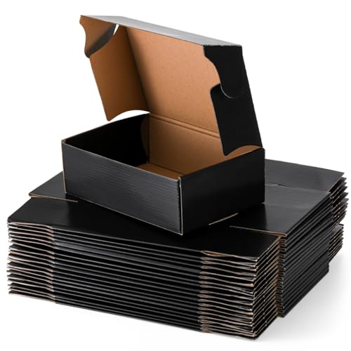 Dicunoy 30 Pack CardBoard Boxes, 9 x 6 x 3 Inches Small Shipping Boxes, Black Corrugated Cardboard Box for Mailing Packing Literature Mailer, Packaging Boxes for Gift, Small Business