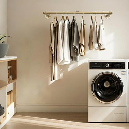 AddGrace Industrial Iron Pipe Clothing Garment Rack Wall Mounted Closet Rod Retail Display Rack Closet Storage Clothes Organizer Gold - color: Gold