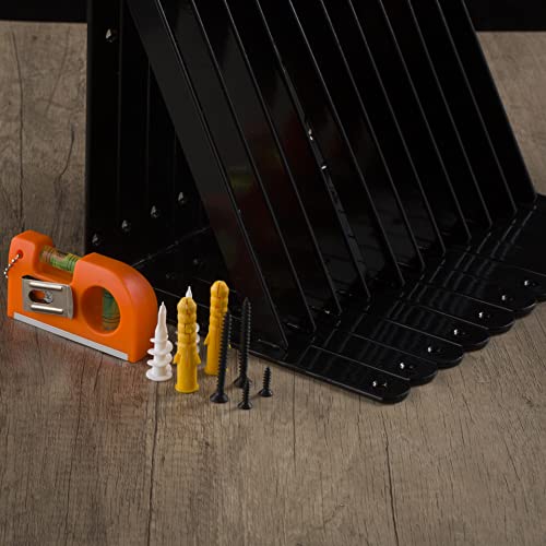 NEODROP 12-Pack 8 Inch Heavy Duty Shelf Brackets, Large Wall Bracket for Floating Shelves, Black Powder-Coated Steel, - size: 8 Inch, style: 12 Pack