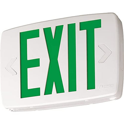 Lithonia Lighting Quantum LED Emergency Exit Sign, Thermoplastic Exit Only Sign with Stencil-Faced White Housing and Green Letters (LQM S W 3 G 120/277 M6) - color: Green, size: 11.75" | Sign Only