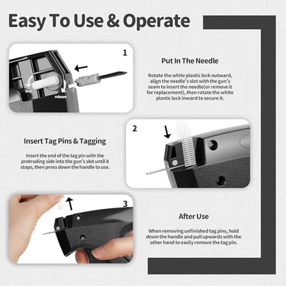Stitch Gun for Hemming Handheld Stitch Fix Gun Portable Quick Stitch Sewing Gun Alterations Stitch Gun Includes 1,000 Black Fasteners & 1,000 White Fasteners & 6 Needles-(Black) - color: Black