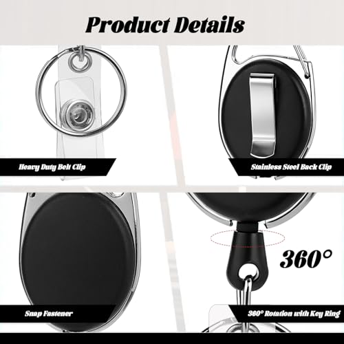 50 Pcs Badge Reels, ID Badge Holders with Retractable Clip