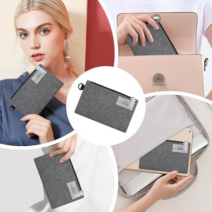 Lockable Money Bag, 5.3 x 8.3 Inches Cash Bag with Lock, Nylon Locking Bank Pouch Portable Travel Money Pouch, Jewelry, Passports, Medicine, Credit Cards - 1Pcs (Grey) - color: Grey