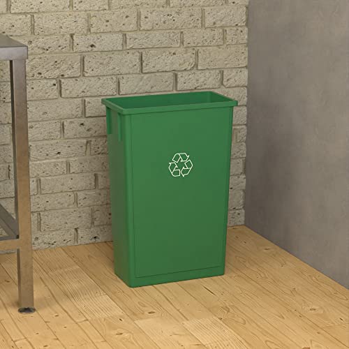 23 Gallon Green Recycle Slim Jim Trash Can - color: Green Recycle, size: Without Wheels, style: No Lid