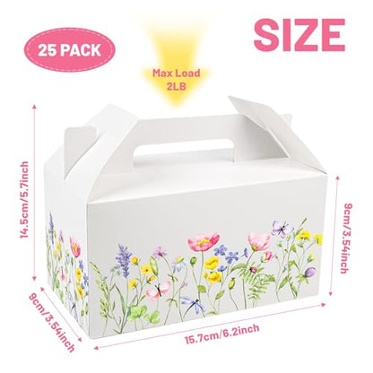 25 PCS Wild Flower Gift Boxes, Spring Party Favor Treat Birthday Candy Box