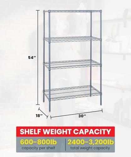 Quantum Storage Systems WR54-1830GY Wire Shelving 4 Shelf Wire Starter Units, 18" x 30" x 54", Gray Epoxy - color: Gray Epoxy, size: 54H x 30W x 18D