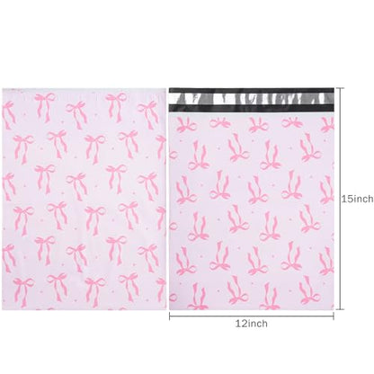 RUSPEPA 50 Pcs Pink Bow Poly Mailer, Coquette Bowknot Waterproof Shipping Mailers, Heavy Duty Self Adhesive Shipping Bags for Large Mailing Envelopes Bulk Tear Resistant Packaging, 12 x 14.5 Inches - color: Pink Bow, size: 12 x 14.5 Inches