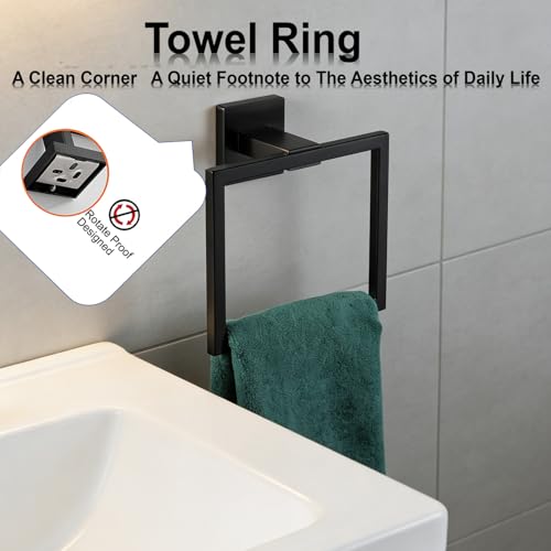 Bathroom Hardware Set Piece Matte Black Bathroom Accessories Set SUS304 Towel Bar Set Includes 2 Towel Bar 24 Inch+2 Towel Holder+2 Toilet Paper Holder+4 Towel Hooks (10, Matte Black) - color: Matte Black
