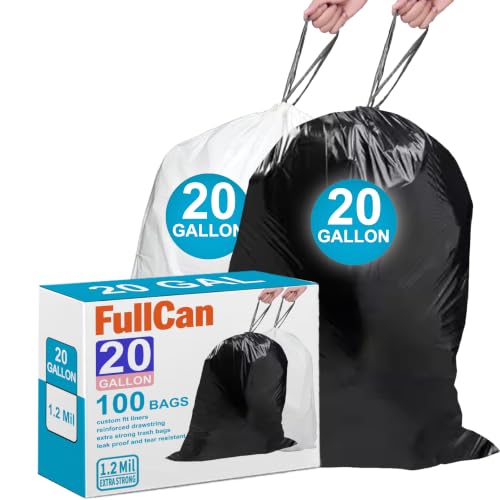 20 Gallon 100 Count Heavy Duty Trash Bags Compatible with Glad 20 Gallon Trash Can 1.2 Mil THICK with Reinforced Drawstring White & Black GRAND SAVE! - color: for Code P Black & White
