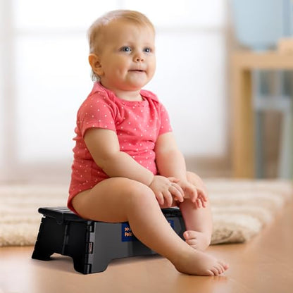 Flottian 5" Folding Step Stool for Adults and Kids 15-Inch Extra Wide Stool Holds Up to 300 lbs,Non-Slip Folding Stools with Handle,Compact Plastic Foldable Step Stool for Bathroom,Kitchen,ect Black - size: 5 Inch