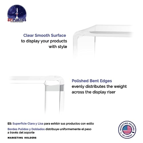 Acrylic Riser Display Stand Clear Lucite One Piece 10" Wide by 4" Deep Retail Showcase Countertop Platform for Products and Merchandise in Shops and Boutiques by Marketing Holders