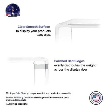 Acrylic Riser Display Stand Clear Lucite One Piece 10" Wide by 4" Deep Retail Showcase Countertop Platform for Products and Merchandise in Shops and Boutiques by Marketing Holders