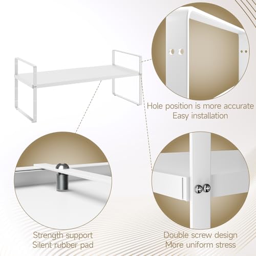16.5~27.1" Expandable Shelf，2Pack 10.2" Wide Adjustable Height Cabinet Shelves，White - color: White, size: 2Pcs // 10.2''W