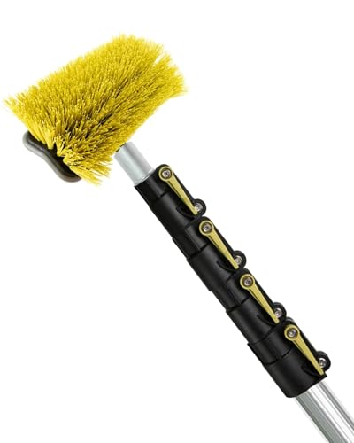 DOCA Scrub Brush 7-30 Ft with Long Handle Extension Pole - Outdoor Broom and Scrubbing Brush for House Floor, Deck, Patio, Car - Hard Brush - size: With Pole - 30 Ft, style: Hard Brush