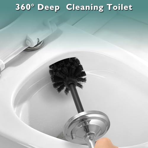 Chrome Toilet Brush and Holder Set，Toilet Bowl Brush and Holder - color: Chrome